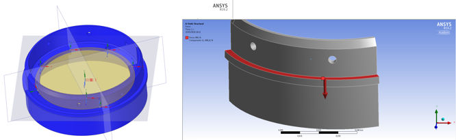 CAD model with symmetry and force definitions for structural analysis