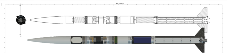 Technical CAD drawings of the rocket Imperius